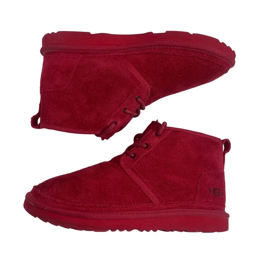 UGG Big Kids Neumel II Boots Red Suede Lace‎ Up Chukka Youth Size 5 Shoes